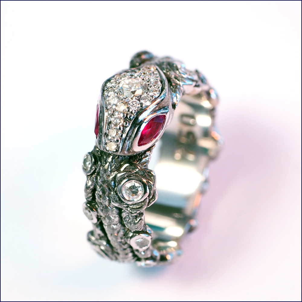 rubies, diamonds and white gold engagement ring