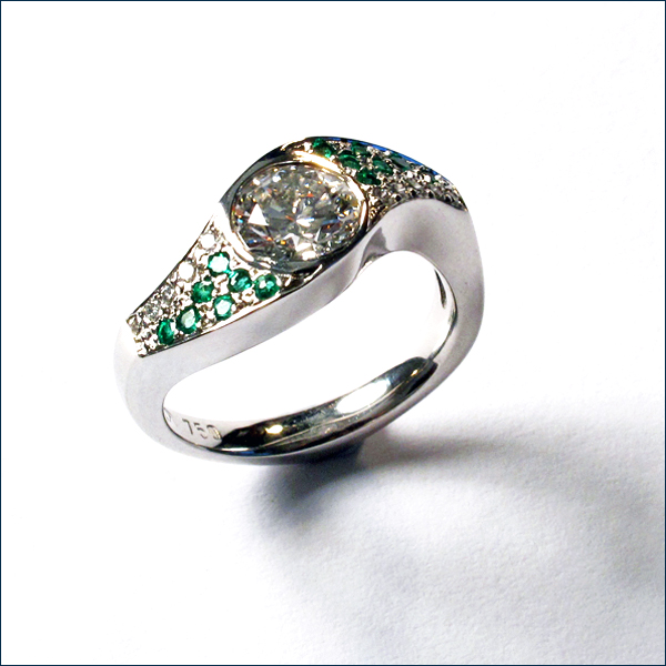 emeralds, diamonds and 18ct white gold