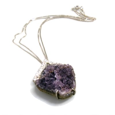 Amethyst drusy specimen set as pendant