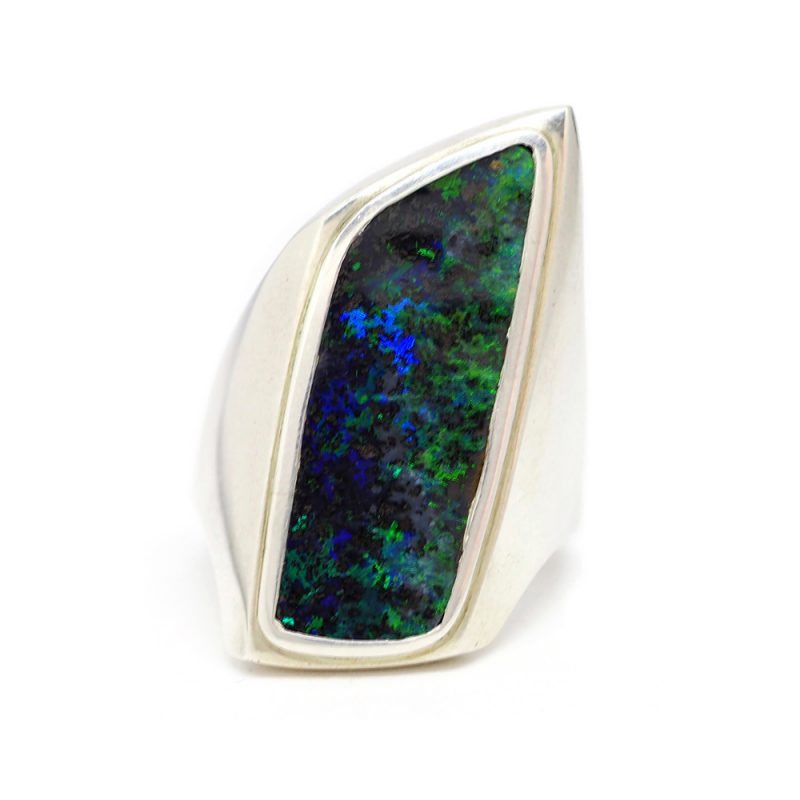 Sterling SIlver Australian Boulder Opal hand-made ring
