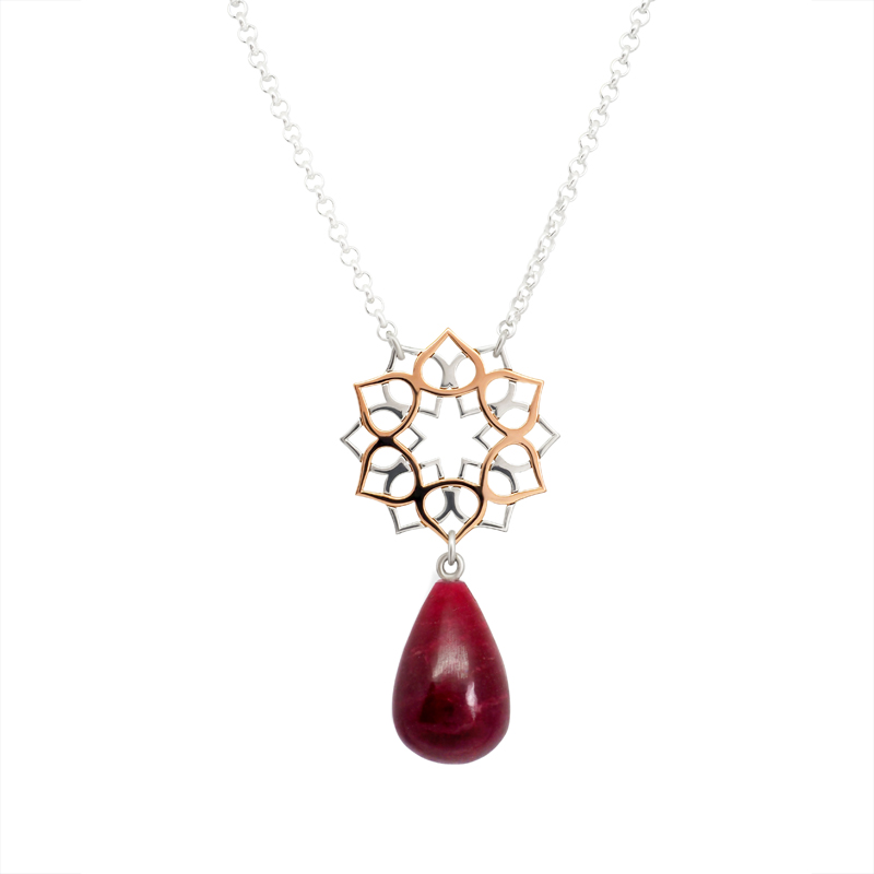 Lotus Flower necklace with ruby