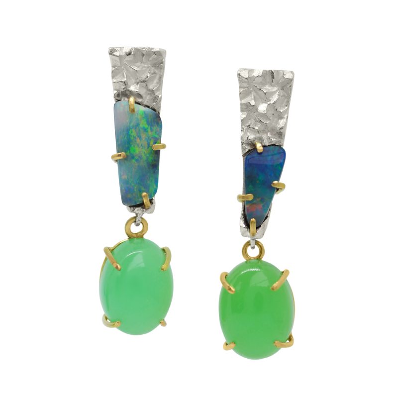 Australian Boulder Opal and Chrysoprase earrings