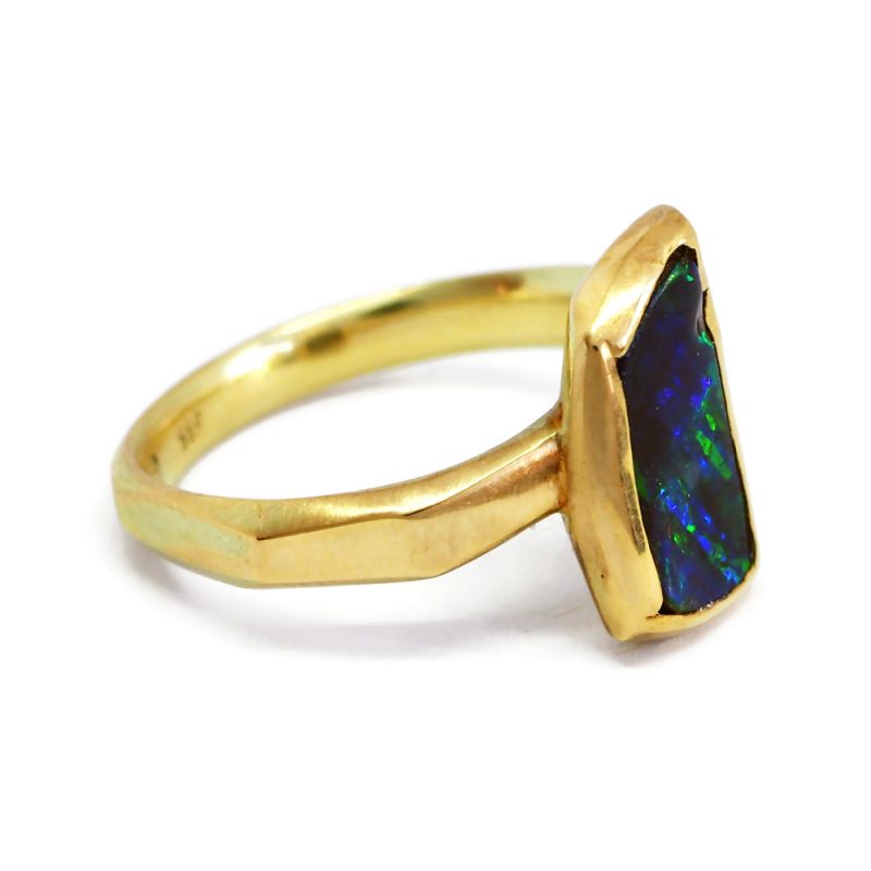Australian Boulder Opal and gold ring ring