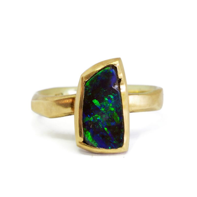 Australian Boulder Opal and gold ring