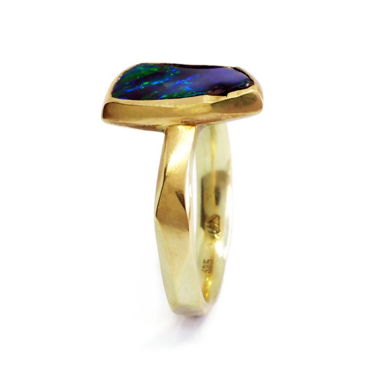 Australian Boulder Opal and gold ring